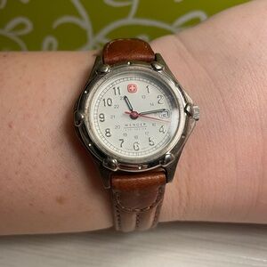 Wenger Stainless Steel Watch with Brown Leather Strap
